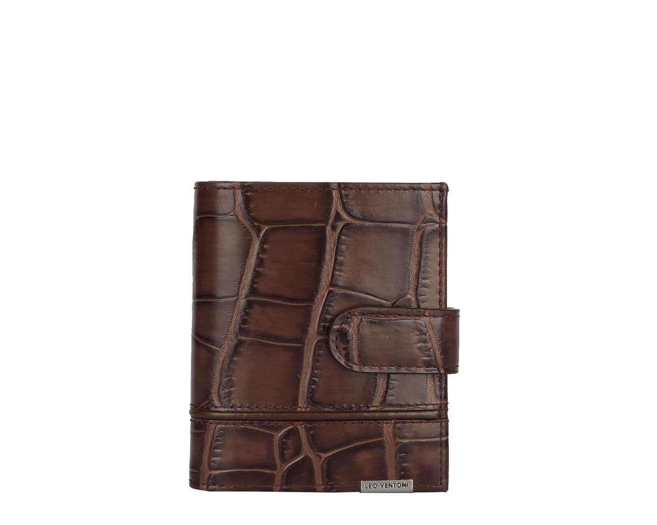 Кошелек мужской Leo Ventoni, цвет: коричневый. L330398-06L330398-06 cocco Кошелек мужской Leo Ventoni, цвет: коричневый. L330398-06L330398-06 coccoСтильный кошелек Leo Ventoni выполнен из натуральной кожи с тиснением под крокодила и оформлен металлической фурнитурой с символикой бренда. Внутренняя часть изделия выполнена из текстиля и натуральной кожи. Изделие раскладывается пополам и закрывается хлястиком на кнопку. Внутри кошелька расположены два отделения для купюр, отделение для монет с клапаном на кнопке, два боковых кармана, один кармашек с прозрачным окошком из мягкого пластика, четыре кармана для кредитных карт, врезной карман на застежке-молнии. Изделие поставляется в фирменной упаковке. Стильный кошелек Leo Ventoni станет отличным подарком для человека, ценящего качественные и практичные вещи.