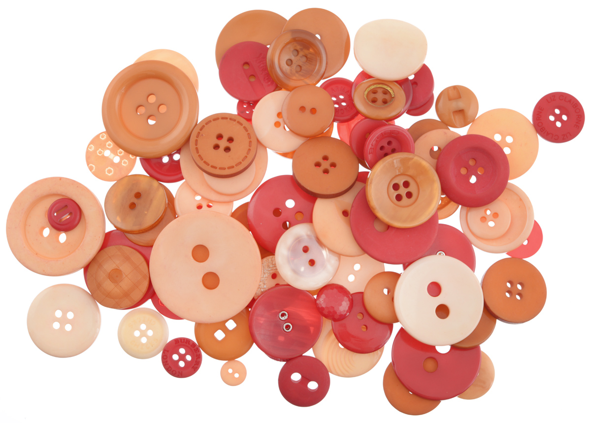 Пуговицы декоративные Buttons Galore & More Button Jars, цвет: красный, оранжевый, коричневый, 115 г. 77088827708882_Специи Пуговицы декоративные Buttons Galore & More Button Jars, цвет: красный, оранжевый, коричневый, 115 г. 77088827708882_СпецииНабор пуговиц для творчества и декорирования одежды Buttons Galore & More Button Jars изготовлен из высококачественного пластика. В набор входят пуговицы различных размеров и с разным количеством отверстий. Такие пуговицы подходят для любых видов творчества: скрапбукинга, декорирования, шитья, изготовления кукол, а также для оформления одежды. С их помощью вы сможете украсить открытку, фотографию, альбом, подарок и другие предметы ручной работы. Пуговицы имеют оригинальный и яркий дизайн. Средний диаметр пуговиц: 1,7 см.