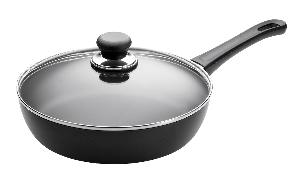 Сотейник Scanpan Classic с крышкой. Диаметр 26 см26101200 Сотейник Scanpan Classic с крышкой. Диаметр 26 см26101200Посуда с износоустойчивым антипригарным титано-керамическим покрытием, произведена из 100% перерабатываемого алюминия, отлитого под давлением. Материал выдерживает температуру до 260 °С, что позволяет использовать посуду в духовых шкафах. При нагревании не выделяются токсины (перфтороктановая кислота). Сотейник подходит для использования на газовых, электрических, стеклокерамических и галогенных плитах, а также для спиральных электрических плит. Толстое дно способствует равномерному нагреву всей поверхности. Рукоятка из термостойкого бакелита, закреплена с помощью запатентованной системы без использования заклепок, пружин. Уникальное титано- керамическое покрытие позволяет использовать металлические аксессуары. Высокие стенки позволяют без затруднений перемешивать продукты. Крышка из жаропрочного стекла предоставляет возможность контролировать процесс приготовления, не поднимая ее, так сохраняется температура внутри емкости. Подходит для всех типов плит, кроме...