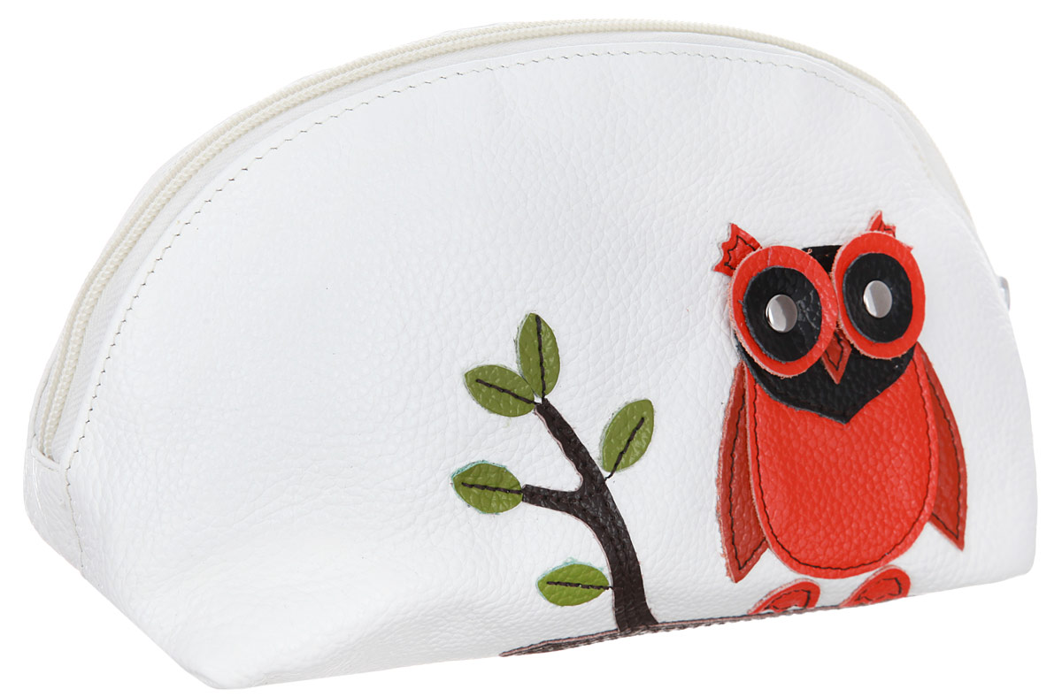 Косметичка Cheribags, цвет: белый, оранжевый, зеленый. K-10K-10 Косметичка Cheribags, цвет: белый, оранжевый, зеленый. K-10K-10Стильная косметичка Cheribags выполнена из натуральной кожи с зернистой фактурой и оформлена аппликацией в виде совы. Косметичка закрывается на молнию и содержит одно вместительное отделение. Оригинальная косметичка Cheribags станет отличным подарком для человека, ценящего качественные и практичные вещи.