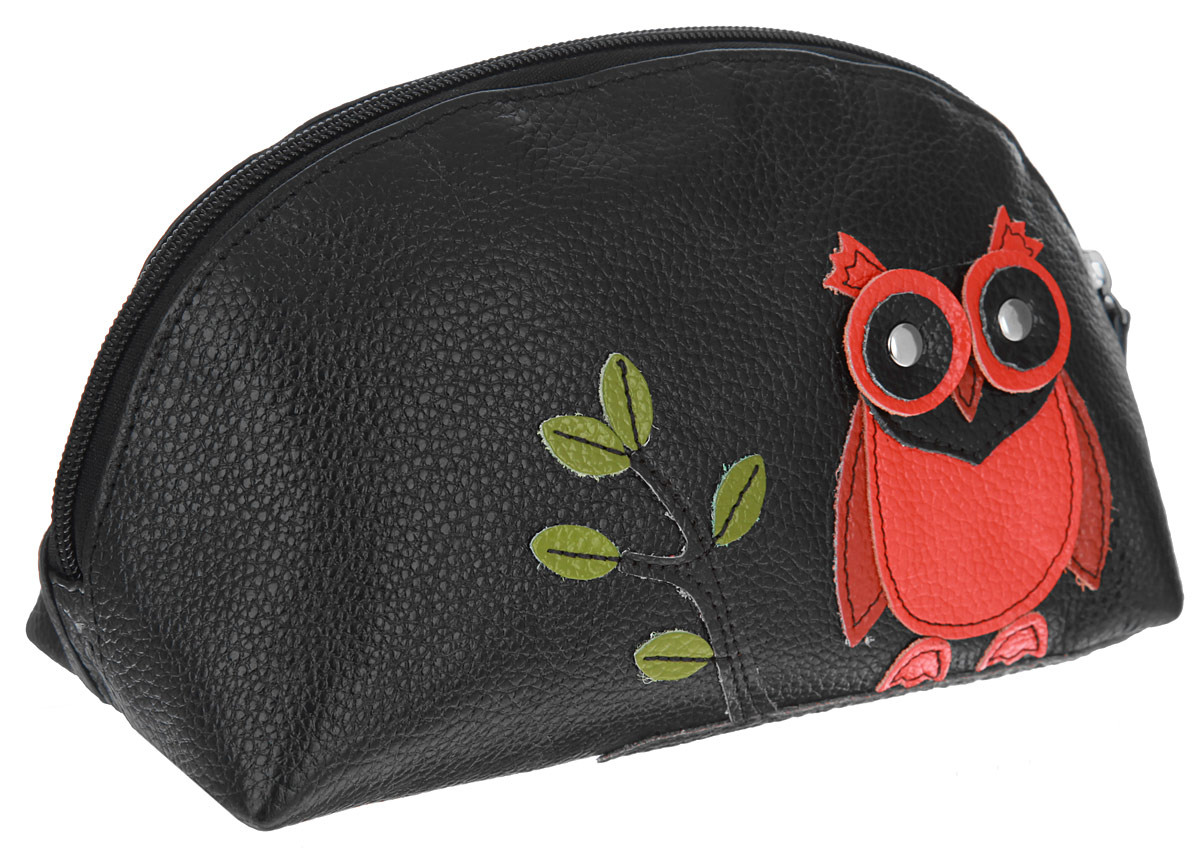 Косметичка Cheribags, цвет: черный, оранжевый, зеленый. K-10-2K-10-2 Косметичка Cheribags, цвет: черный, оранжевый, зеленый. K-10-2K-10-2Стильная косметичка Cheribags выполнена из натуральной кожи с зернистой фактурой и оформлена аппликацией в виде совы. Косметичка закрывается на молнию и содержит одно вместительное отделение. Оригинальная косметичка Cheribags станет отличным подарком для человека, ценящего качественные и практичные вещи.