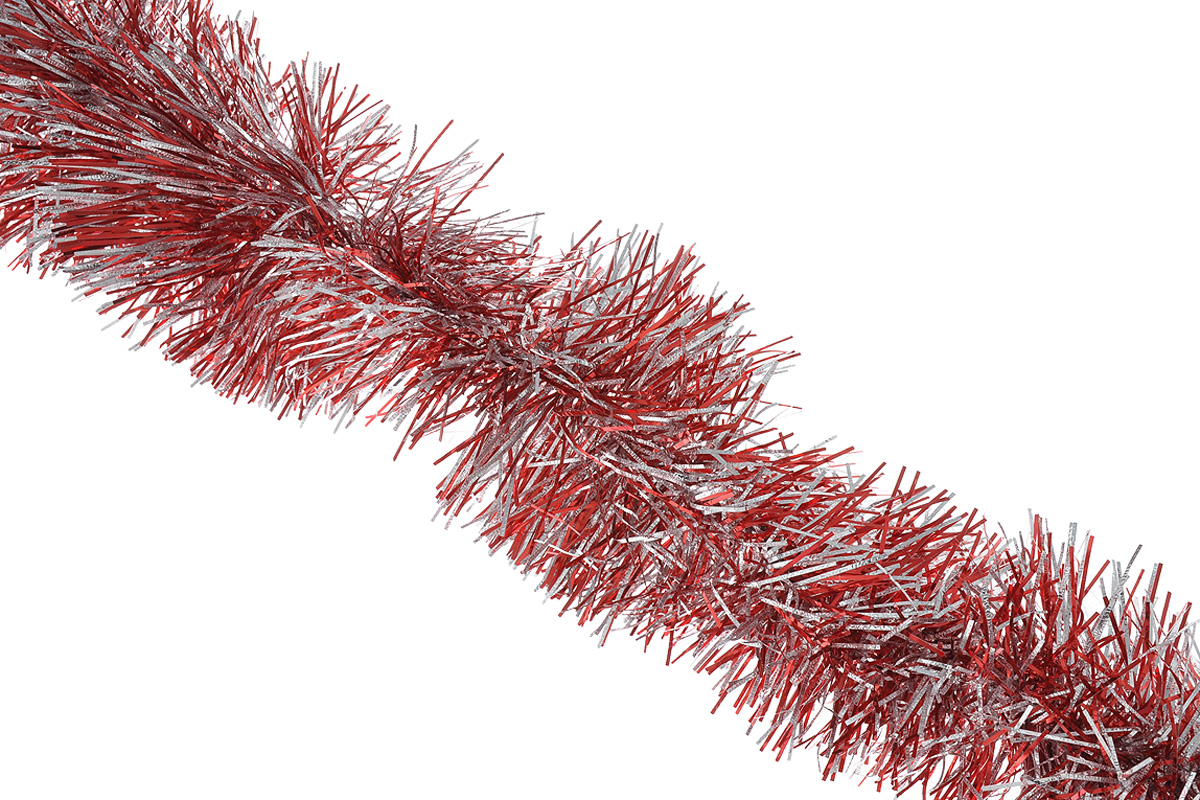 Мишура новогодняя "Sima-land", цвет: серебристый, красный, диаметр 10 см, длина 200 см. 702586