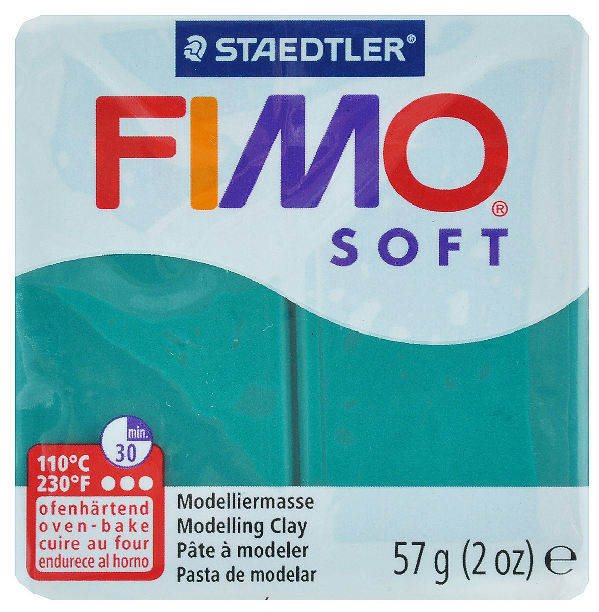 Полимерная глина Fimo Soft, цвет: изумруд, 56 г8020-56 Полимерная глина Fimo Soft, цвет: изумруд, 56 г8020-56Fimo Soft - это запекаемая полимерная глина, очень мягкая и пластичная. Поддается формованию более охотно, чем другие разновидности Fimo. Может с одинаковым успехом использоваться как для изготовления простых изделий, например, магнитов, брелоков, так и для создания сложных украшений с переходом цвета и сложной поверхностью. Структура этой глины позволяет при смешивании получать красивые чистые цвета. Изделия, изготовленные из Fimo Soft приобретают высокую прочность после запекания. Походит для использования штампов.