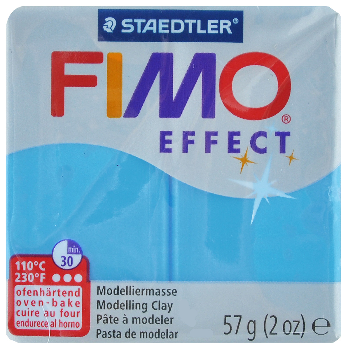 Полимерная глина Fimo Effect, цвет: полупрозрачный синий, 56 г8020-374 Полимерная глина Fimo Effect, цвет: полупрозрачный синий, 56 г8020-374Полимерная глина Fimo Effect - мягкая глина на полимерной основе (пластик) идеально подходит для лепки небольших изделий (украшений, скульптурок, кукол) и для моделирования. Глина обладает отличными пластичными свойствами, хорошо размягчается и лепится, легко смешивается между собой, благодаря чему можно создать огромное количество поделок любых цветов и оттенков. Блок поделен на восемь сегментов, что позволяет легче разделять глину на порции. В домашних условиях готовая поделка выпекается в духовом шкафу при температуре 110°С в течение 15-30 минут в зависимости от величины изделия. Отвердевшие изделия могут быть раскрашены акриловыми красками, покрыты лаком, склеены друг с другом или с другими материалами.