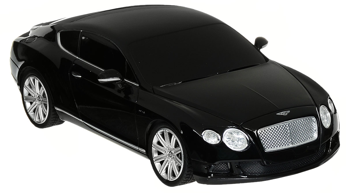 Rastar Радиоуправляемая модель Bentley Continental GT Speed цвет черный масштаб 1:2448600_черный Rastar Радиоуправляемая модель Bentley Continental GT Speed цвет черный масштаб 1:2448600_черныйРадиоуправляемая модель Rastar Bentley Continental GT Speed станет отличным подарком любому мальчику! Все дети хотят иметь в наборе своих игрушек ослепительные, невероятные и крутые автомобили на радиоуправлении. Тем более, если это автомобиль известной марки с проработкой всех деталей, удивляющий приятным качеством и видом. Одной из таких моделей является автомобиль на радиоуправлении Rastar Bentley Continental GT Speed. Это точная копия настоящего авто в масштабе 1:24. Авто обладает неповторимым провокационным стилем и спортивным характером. Потрясающая маневренность, динамика и покладистость - отличительные качества этой модели. Возможные движения: вперед, назад, вправо, влево, остановка. Имеются световые эффекты. Пульт управления работает на частоте 27 MHz. Для работы игрушки необходимы 3 батарейки типа АА (не входят в комплект). Для работы пульта управления необходимы 2 батарейки типа АА (не входят в комплект).