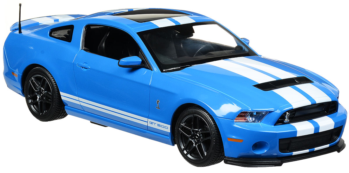 Rastar Радиоуправляемая модель Ford Shelby GT500 цвет синий масштаб 1:1449400_синий Rastar Радиоуправляемая модель Ford Shelby GT500 цвет синий масштаб 1:1449400_синийРадиоуправляемая модель Rastar Ford Shelby GT500 станет отличным подарком любому мальчику! Все дети хотят иметь в наборе своих игрушек ослепительные, невероятные и крутые автомобили на радиоуправлении. Тем более, если это автомобиль известной марки с проработкой всех деталей, удивляющий приятным качеством и видом. Одной из таких моделей является автомобиль на радиоуправлении Rastar Ford Shelby GT500. Это точная копия настоящего авто в масштабе 1:14. Авто обладает неповторимым провокационным стилем и спортивным характером. Потрясающая маневренность, динамика и покладистость - отличительные качества этой модели. Возможные движения: вперед, назад, вправо, влево, остановка. Имеются световые эффекты. Пульт управления работает на частоте 40 MHz. Для работы игрушки необходимы 5 батареек типа АА (не входят в комплект). Для работы пульта управления необходима 1 батарейка 9V (6F22) (не входит в комплект).