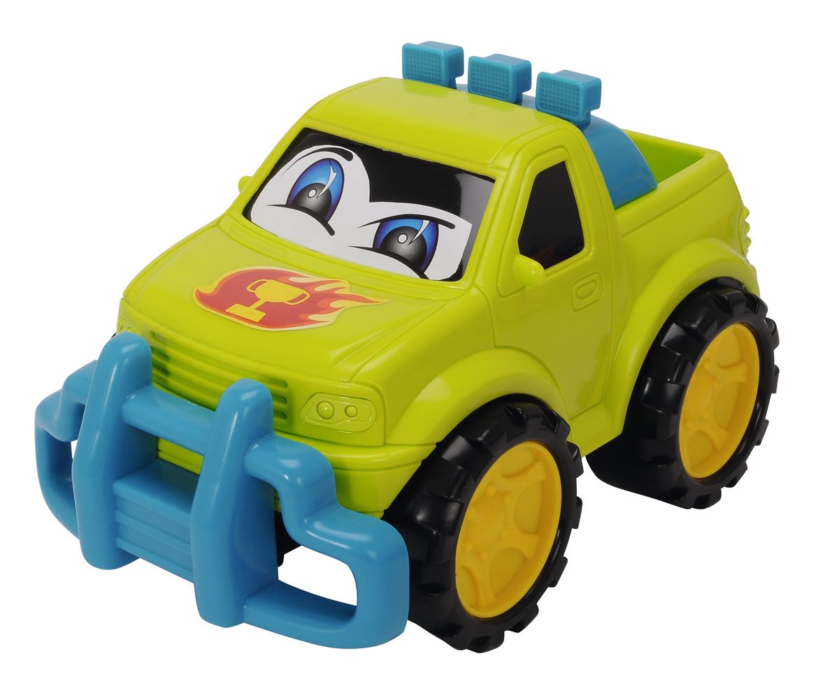 Dickie Toys Машинка Happy Runner цвет салатовый3315230 Dickie Toys Машинка Happy Runner цвет салатовый3315230Машинка Dickie Toys Happy Runner обязательно понравится вашему маленькому гонщику и надолго увлечет его. Яркая и красочная машинка выполнена из безопасного пластика и оформлена стикерами с изображением глазок. Увеличенные размеры делают эту игрушку удобной и безопасной даже для самых маленьких малышей, с ней можно играть не только дома, но и на улице. Рельефные колесики машинки обеспечат наилучшее сцепление с поверхностью пола. Игры с такой машинкой развивают концентрацию внимания, координацию движений, мелкую и крупную моторику, цветовое восприятие и воображение. Малыш будет часами играть с этой машинкой, придумывая разные истории и разыгрывая веселые сценки.
