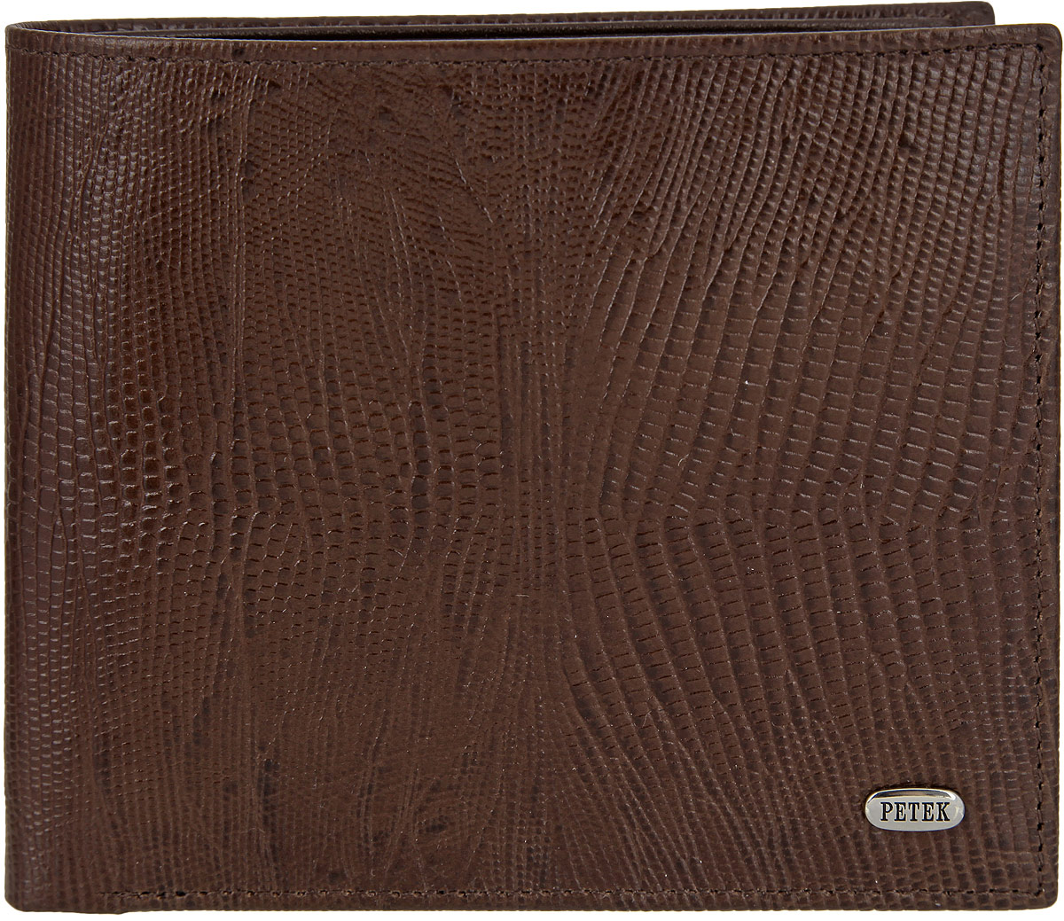 Портмоне мужское Petek 1855, цвет: коричневый. 2171.041.022171.041.02 D.Brown Портмоне мужское Petek 1855, цвет: коричневый. 2171.041.022171.041.02 D.BrownСтильное мужское портмоне Petek 1855 выполнено из натуральной кожи декорированной тиснением под кожу рептилии. Лицевая сторона оформлена металлической пластиной с гравировкой в виде названия бренда. Изделие раскладывается пополам. Портмоне содержит шесть карманов для визиток и кредитных карт (один из которых с окошком из прозрачного пластика), конверт для монет, c потайным кармашком, закрывающийся клапаном на застежку-кнопку (в случае необходимости карман можно отстегнуть) и три отделения для купюр, одно из которых на застежке-молнии. Изделие упаковано в фирменную коробку. Такое портмоне станет отличным подарком для человека, ценящего качественные и стильные вещи.