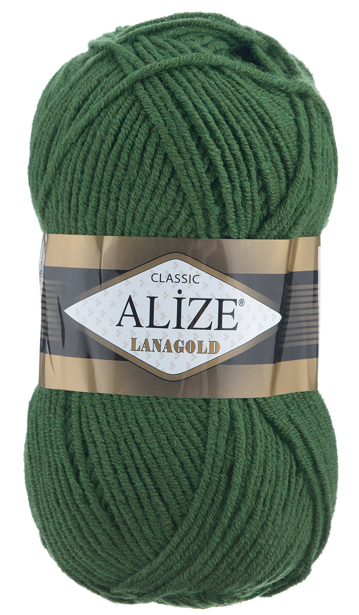Пряжа для вязания Alize Lanagold, цвет: темно-зеленый (118), 240 м, 100 г, 5 шт364095_118 Пряжа для вязания Alize Lanagold, цвет: темно-зеленый (118), 240 м, 100 г, 5 шт364095_118Alize Lanagold - это полушерстяная пряжа для ручного вязания. Нить плотно скручена, гибкая, послушная, не пушится, не электризуется, аккуратно ложится в петли и не деформируется после распускания. Стойкое равномерное окрашивание обеспечивает широкую палитру оттенков. Соотношение шерсти и акрила - формула практичности. Высокие тепловые характеристики сочетаются с эстетикой, носкостью и простотой ухода за вещью. Классическая пряжа для зимнего сезона, может использоваться для детской и взрослой одежды. Alize Lanagold - универсальная пряжа, которая будет хорошо смотреться в узорах любой сложности. Рекомендуемый размер спиц 4-6 мм. Состав: 49% шерсть, 51% акрил.
