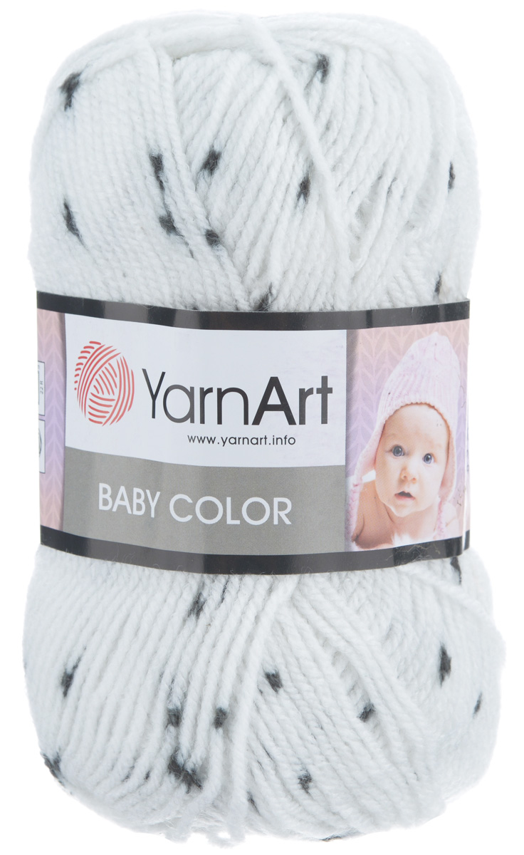 Пряжа для вязания YarnArt Baby Color, цвет: белый, черный (273), 150 м, 50 г, 5 шт372024_273 Пряжа для вязания YarnArt Baby Color, цвет: белый, черный (273), 150 м, 50 г, 5 шт372024_273Детская пряжа для вязания YarnArt Baby Color изготовлена из высококачественного 100% акрила. Из пряжи YarnArt Baby Color получается тонкий и теплый трикотаж для ребенка. Допускается легкая машинная стирка вещей. Цветовая палитра из ярких цветов подходит как для мальчиков, так и для девочек. Рекомендуется для вязания на крючках и спицах 3,5 мм. Состав: 100% акрил.