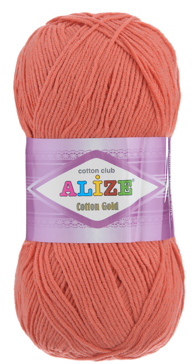 Пряжа для вязания Alize Cotton Gold, цвет: коралловый (38), 330 м, 100 г, 5 шт697548_38 Пряжа для вязания Alize Cotton Gold, цвет: коралловый (38), 330 м, 100 г, 5 шт697548_38Пряжа для вязания Alize Cotton Gold - это классическая демисезонная пряжа из хлопка с акрилом. Данная пряжа отлично подойдет для изделий осень-весна. Также подходит для вязания летних вещей взрослым и детям. Мягкая и бархатистая на ощупь. Полотно получается пластичным, мягким, все переплетения ровные. Рекомендуемый размер спиц: №3,5-5. Рекомендуемый размер крючка: №2-4. Состав: 55% хлопок, 45% акрил.