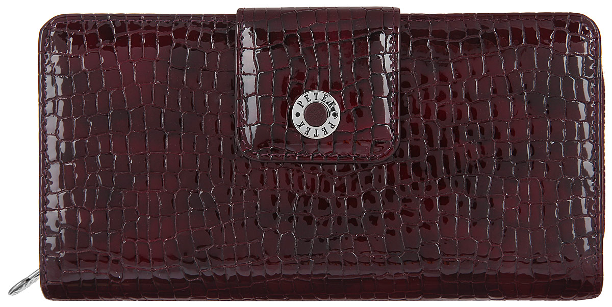 Портмоне женское Petek 1855, цвет: бургундия. 460.091.03460.091.03 Burgundy Портмоне женское Petek 1855, цвет: бургундия. 460.091.03460.091.03 BurgundyЖенское портмоне Petek 1855 изготовлено из натуральной кожи декорированной тиснением под кожу рептилии. Портмоне разделено на два отсека. В первом отсеке, который закрывается на хлястик с застежкой кнопкой, расположены двенадцать горизонтальных карманов для пластиковых карт, два больших горизонтальных кармана. Во втором отсеке, который закрывается на застежку-молнию, расположены четыре горизонтальных кармана для пластиковых карт, один большой горизонтальный карман, два отделения для купюр и карман для мелочи на застежке-молнии. На обратной стороне прорезной карман на застежке-молнии. Изделие упаковано в фирменную коробку. Такое портмоне эффектно дополнит ваш образ и станет незаменимым аксессуаром на каждый день.