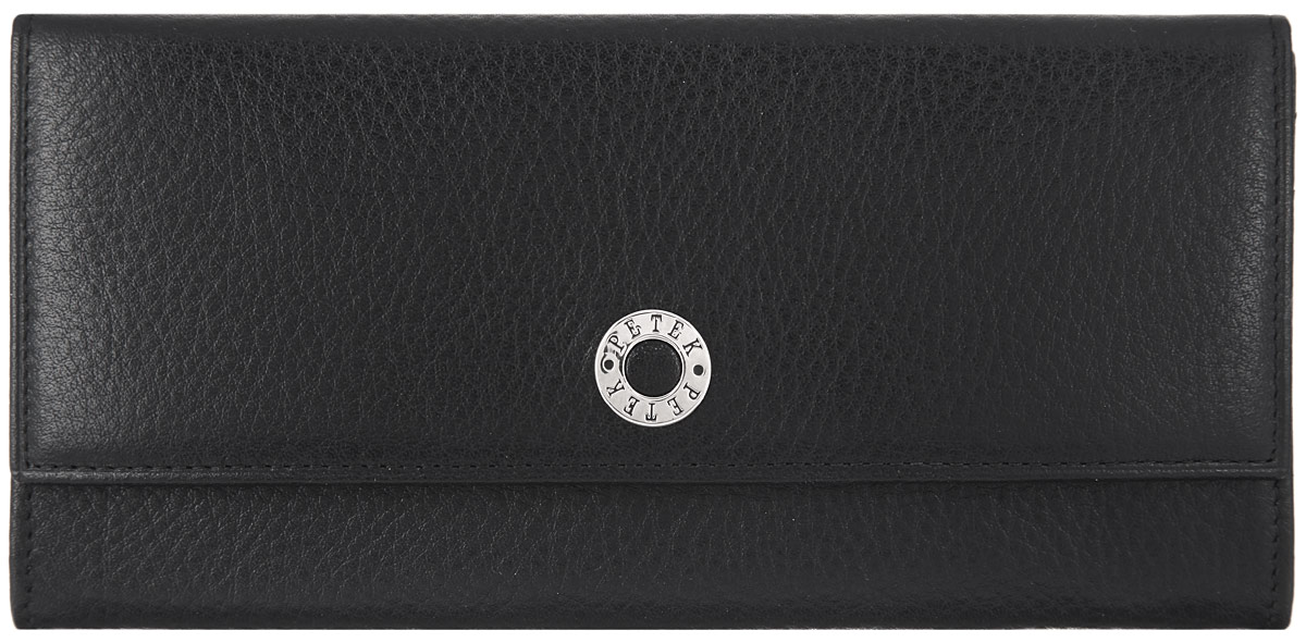 Портмоне женское Petek 1855, цвет: черный. 301.46RU.01301.46RU.01 Black Портмоне женское Petek 1855, цвет: черный. 301.46RU.01301.46RU.01 BlackСтильное женское портмоне Petek 1855 выполнено из натуральной кожи с зернистой фактурой и оформлено металлической фурнитурой с символикой бренда. Внутренняя часть изделия выполнена из текстиля и натуральной кожи. Изделие закрывается клапаном на кнопку. Внутри расположены вместительное отделение для купюр и два открытых кармашка для чеков и мелких бумаг. На обратной стороне клапана имеются два кармашка с сетчатыми окошками. Снаружи на тыльной стороне изделия предусмотрены открытый карман для мелких бумаг, а также врезной карман на застежке-молнии. Изделие поставляется в фирменной упаковке. Стильное портмоне Petek 1855 станет отличным подарком для человека, ценящего качественные и практичные вещи.