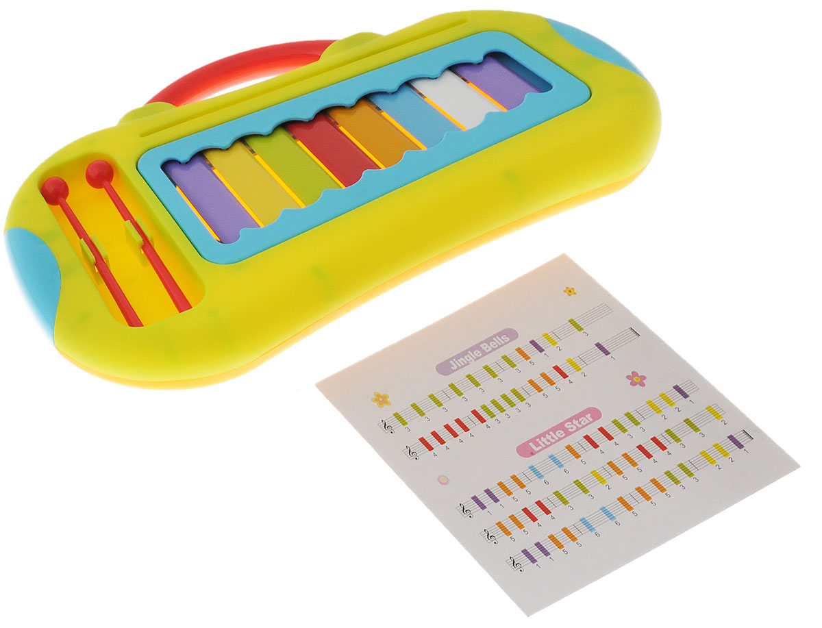 ABtoys Музыкальная игрушка Ксилофон цвет салатовыйD-00034 ABtoys Музыкальная игрушка Ксилофон цвет салатовыйD-00034Музыкальная игрушка ABtoys Ксилофон представляет собой 8 металлических цветных брусочков разной величины, закрепленных на пластиковом каркасе и настроенных на 8 определенных ладов. Стуча по клавишам двумя специальными палочками, юный музыкант уже с трех лет сможет извлекать мелодичные звуки разной тональности и составлять мелодии. Ксилофон прекрасно подойдет для занятий музыкальным творчеством. Ксилофон развивает координацию движений, ловкость, слух и зрение, тактильные ощущения, мелкую и крупную моторику малыша, способствует эмоциональному развитию и прививает любовь к музыке с детства.