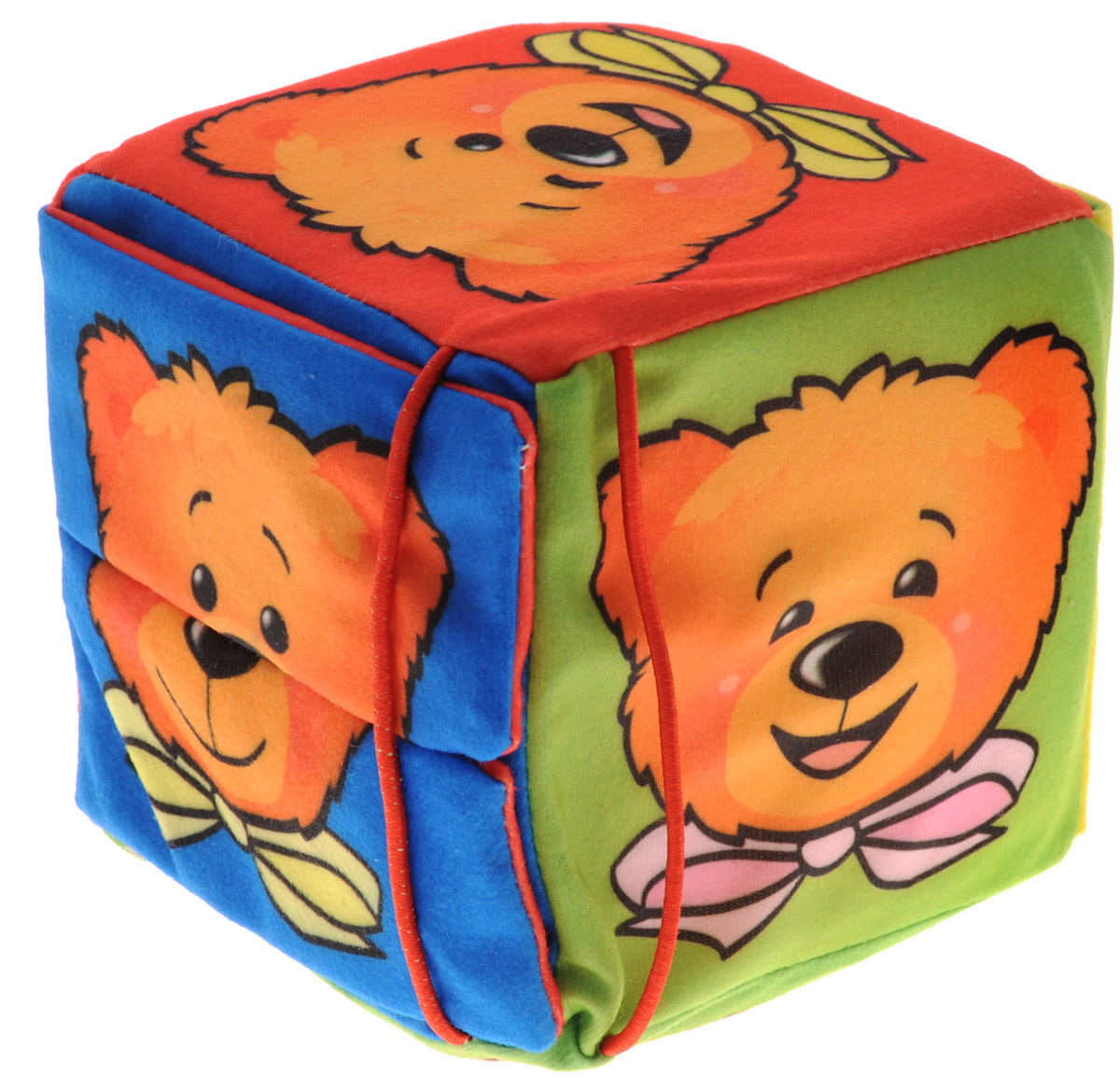 Mommy Love Мягкая развивающая игрушка Мишкины эмоцииEMB0\M Mommy Love Мягкая развивающая игрушка Мишкины эмоцииEMB0\MМягкая развивающая игрушка Mommy Love Мишкины эмоции - веселая познавательная игрушка для малыша, которая обязательно привлечет его внимание. Игрушка выполнена из безопасного материала в виде кубика с изображениями медвежонка. Это не просто кубик - это многофункциональная игрушка, которая выполняет работу погремушки, шуршалки и книги. Каждая грань кубика изображает мордочку потешного мишутки и поделена на две части. Переворачивая одну из половинок ваш кроха заметит, что выражение мордашки нового друга меняется. Почему же загрустил медвежонок, или его кто-то обидел, а вот он чему-то обрадовался. Наблюдая за изменением выражения эмоций мордочки мишки, ваш малыш научится распознавать настроения окружающих, радоваться и сопереживать вместе. Закрепите страничку с определенным выражением мордашки с помощью резинки и сочините вместе с ребенком историю о медвежонке. Развивающая игрушка Mommy Love Мишкины эмоции поможет в развитии мелкой моторики ручек,...