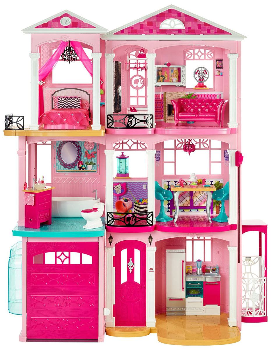 Barbie Новый дом мечтыCJR47 Barbie Новый дом мечтыCJR47Кукольный дом Barbie Дом мечты приведет в восторг вашу малышку и предоставит ей широкий простор для фантазии и игр. В комплект входит сборный дом для Барби, а также множество аксессуаров и мебели: диван, 2 стульчика, бассейн, ванна, комод, унитаз, кухонный гарнитур с холодильником и духовкой, кровать, подушка, 2 шторки, покрывало, скатерть, аквариум, вентилятор, раковина, коврик, телевизор, тумбочка, полочка, 2 лотка, решетка для газовой плиты, 4 зажима для штор, чайник, блендер, блюдо с яблоками, лоток с салатом, коробка с яйцами, сковорода, 4 тарелки, подставка для торта, торт, 2 стакана, кубок, 4 бокала с коктейлями, 3 бутылки, ваза с растением, коробка молока, коробка для бумажных салфеток, жидкое мыло, пульт дистанционного управления, 2 вазочки с мороженым, чайник, 2 зубные щетки, 4 вилки, 4 ножа, 4 ложки, мочалка, лопатка, 3 конверта, поднос с печеньем, 3 люстры, крючок для люстры, 3 вешалки, планшетный компьютер, блюдо с вафлями, блюдо с индейкой, ...