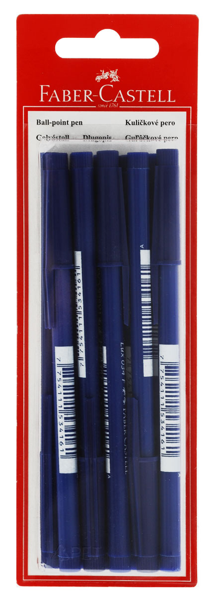 Faber-Castell Ручка шариковая 034-F 10 шт263321 Faber-Castell Ручка шариковая 034-F 10 шт263321Шариковая ручка Faber-Castell 034-Fстанет незаменимым атрибутом учебы или работы. Корпус ручки и колпачок выполнены из пластика синего цвета. Высококачественные синие чернила позволяют добиться идеальной плавности письма. Ручка оснащена клип-зажимом для удобной фиксации на бумаге или одежде. В комплект входят 10 ручек.