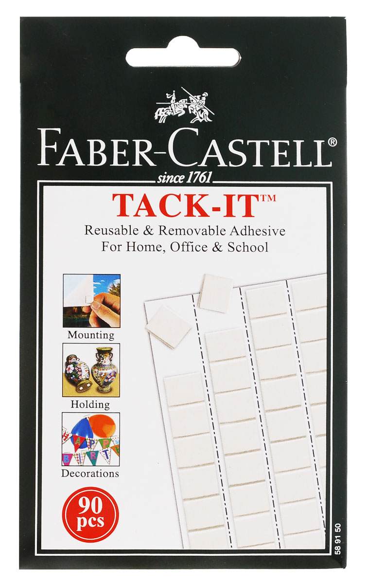 Faber-Castell Снимаемая масса для приклеивания Tack-It 50 г цвет белый589150 Faber-Castell Снимаемая масса для приклеивания Tack-It 50 г цвет белый589150Снимаемая масса для приклеивания Faber-Castell Tack-It подходит для многоцелевого применения. Масса пригодится дома, в школе, на работе и в творческих проектах. Она может быть использована для временного крепления сообщений, плакатов, планов. Масса для приклеивания представлена в форме квадратиков, которые легко отделяются от общей массы.