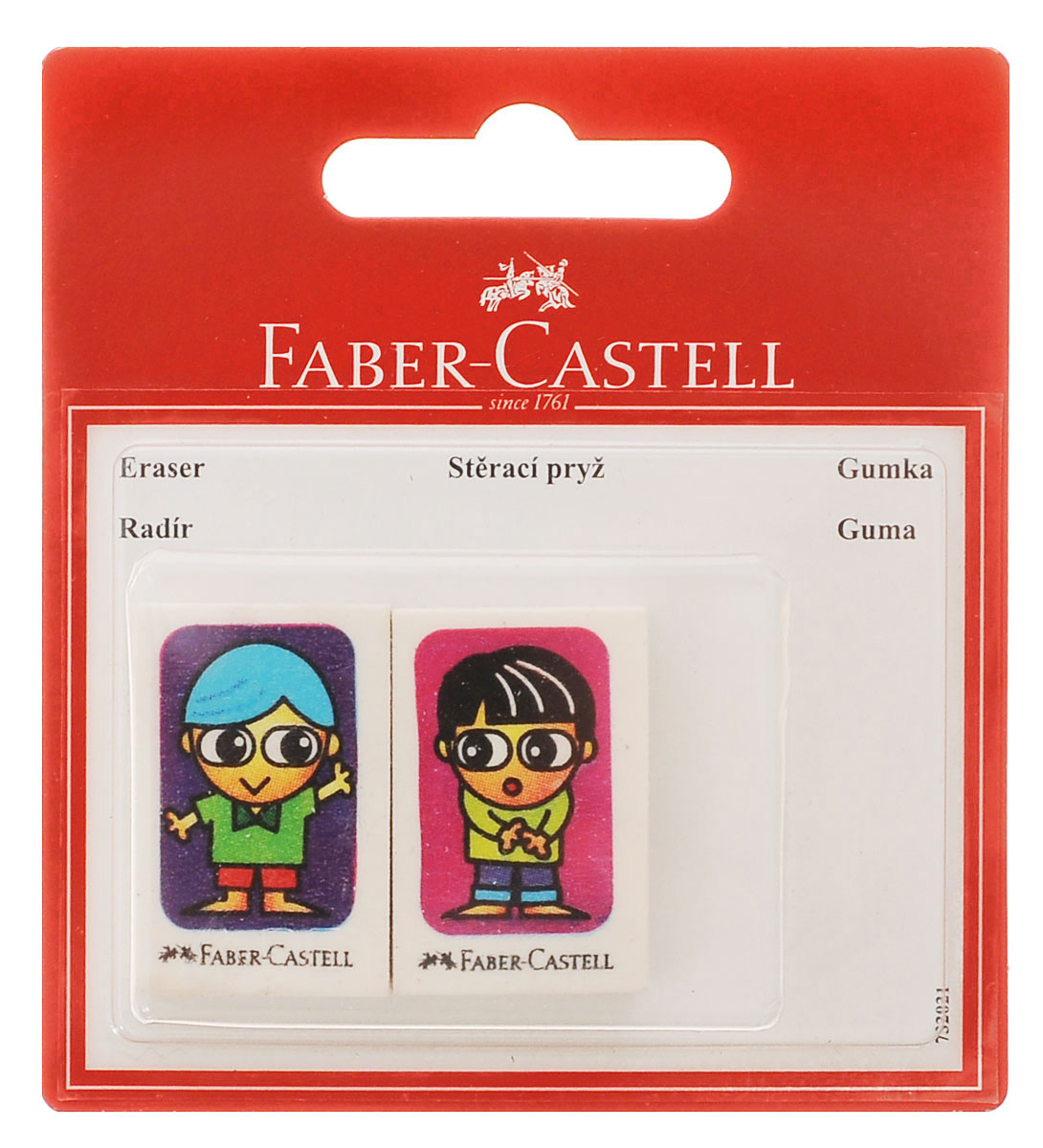 Faber-Castell Ластик Друзья 2 шт263311 Faber-Castell Ластик Друзья 2 шт263311Ластик Faber-Castell Друзья с изображением двух друзей, по одному на каждом ластике, не содержит ПВХ, пригоден для графитных простых и цветных карандашей. Размеры ластика: 3,5 см х 2,2 см х 0,5 см. В комплекте 2 ластика. УВАЖАЕМЫЕ КЛИЕНТЫ! Обращаем ваше внимание на тот факт, что комплектация может отличаться от представленной на фото и зависит от наличия на складе.