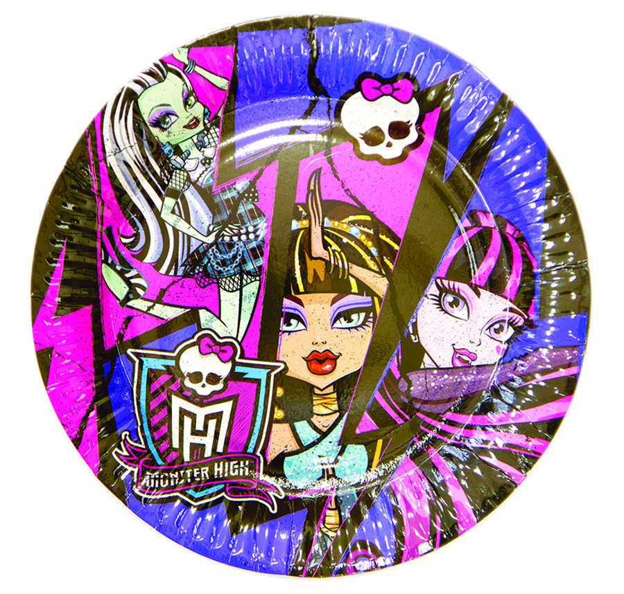 Amscan Тарелка Monster High 23 см 8 шт1502-1329 Amscan Тарелка Monster High 23 см 8 шт1502-1329Десертные тарелки в стиле Школы Монстров с прекрасными Фрэнки Штейн, Дракулаурой и Клео де Нил. Отличное дополнение монстр-вечеринки. В упаковке 8 ламинированных бумажных тарелок диаметром 23 см.