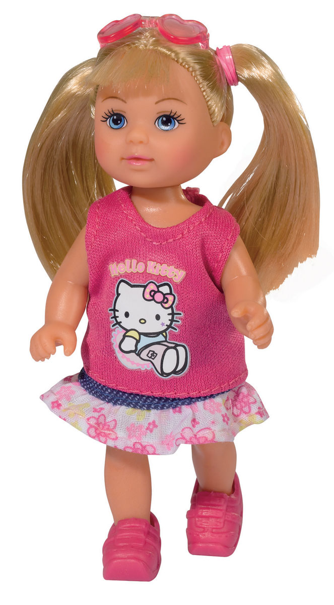 Simba Мини-кукла Hello Kitty Еви блондинка цвет платья розовый5733512_блондинка, розовый Simba Мини-кукла Hello Kitty Еви блондинка цвет платья розовый5733512_блондинка, розовыйКукла Simba Еви порадует любую девочку и надолго увлечет ее. Малышка Еви одета в розовую маечку и юбку с рюшами. На голове у куколки очки-сердечки, а на ножках розовые ботиночки. Вашей дочурке непременно понравится заплетать длинные белокурые волосы куклы, придумывая разнообразные прически. Руки, ноги и голова куклы подвижны, благодаря чему ей можно придавать разнообразные позы. Игры с куклой способствуют эмоциональному развитию, помогают формировать воображение и художественный вкус, а также разовьют в вашей малышке чувство ответственности и заботы. Великолепное качество исполнения делают эту куколку чудесным подарком к любому празднику.