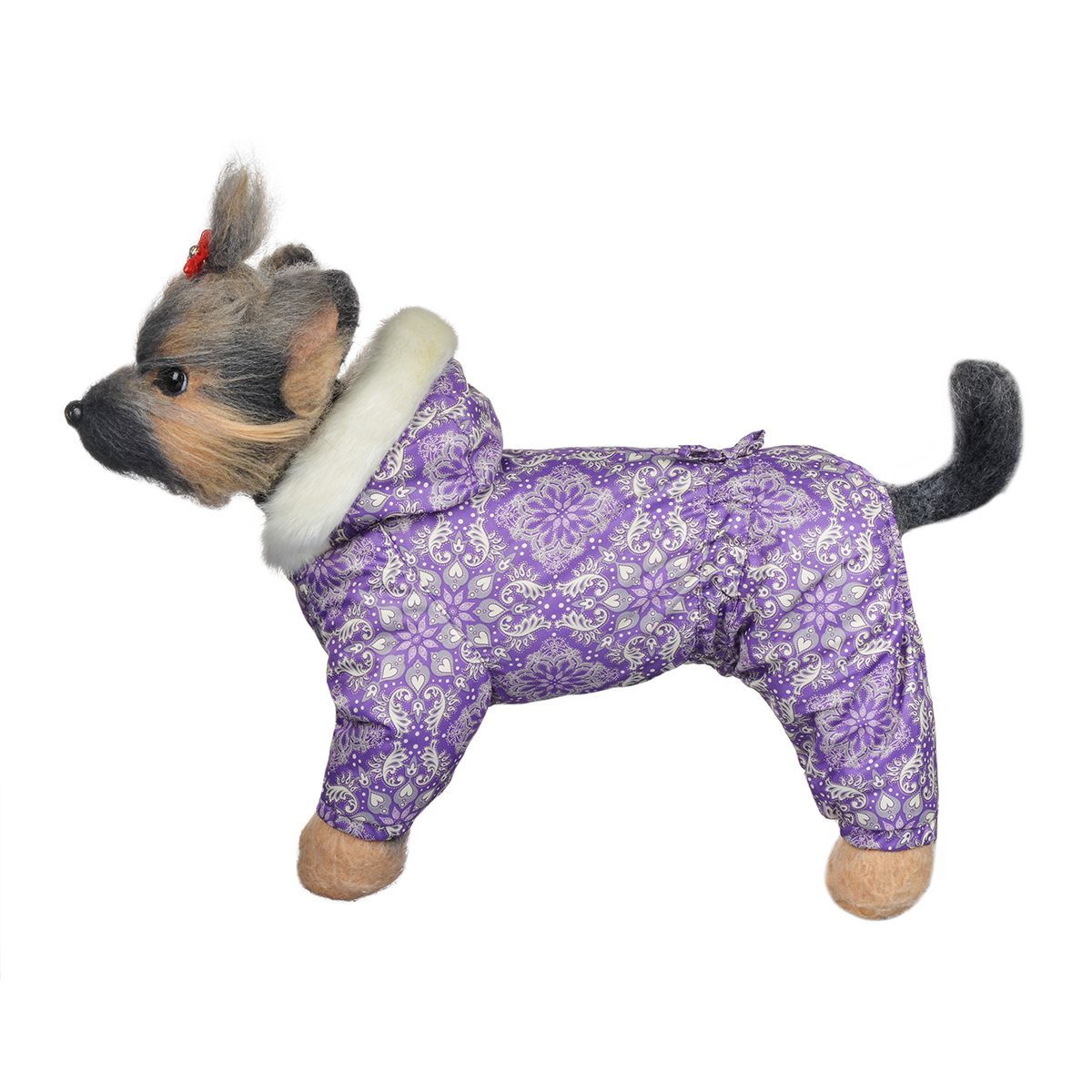 Комбинезон для собак Dogmoda Winter, зимний, для девочки, цвет: фиолетовый, белый, серый. Размер 2 (M)DM-150335-2 Комбинезон для собак Dogmoda Winter, зимний, для девочки, цвет: фиолетовый, белый, серый. Размер 2 (M)DM-150335-2Зимний комбинезон для собак Dogmoda Winter отлично подойдет для прогулок в зимнее время года. Комбинезон изготовлен из полиэстера, защищающего от ветра и снега, с утеплителем из синтепона, который сохранит тепло даже в сильные морозы, а на подкладке используется искусственный мех, который обеспечивает отличный воздухообмен. Комбинезон с капюшоном застегивается на кнопки, благодаря чему его легко надевать и снимать. Капюшон украшен искусственным мехом и не отстегивается. Низ рукавов и брючин оснащен внутренними резинками, которые мягко обхватывают лапки, не позволяя просачиваться холодному воздуху. На пояснице комбинезон затягивается на шнурок-кулиску. Благодаря такому комбинезону простуда не грозит вашему питомцу.