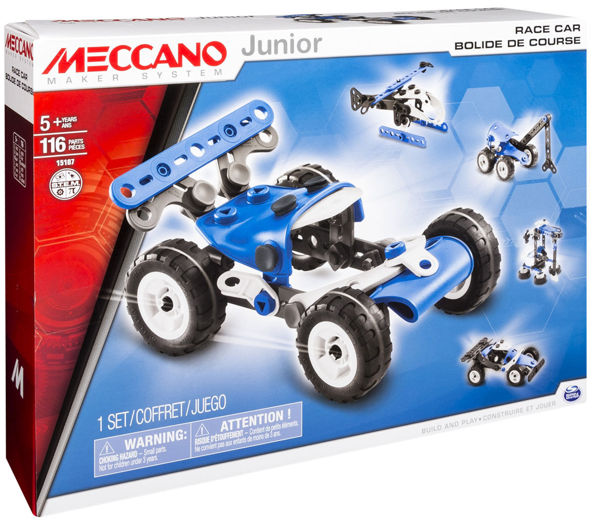Meccano Конструктор Гоночная машина 5 в 191746 Meccano Конструктор Гоночная машина 5 в 191746Конструктор Meccano Гоночная машина позволит вашему ребенку весело и с пользой провести время. Набор включает в себя 116 деталей из пластика и резины, с помощью которых можно собрать гоночный автомобиль и еще 4 другие модели техники. В набор также входят все необходимые для сборки инструменты и инструкция. Конструктор Meccano Гоночная машина поможет ребенку развить мелкую моторику рук, координацию движений и усидчивость.