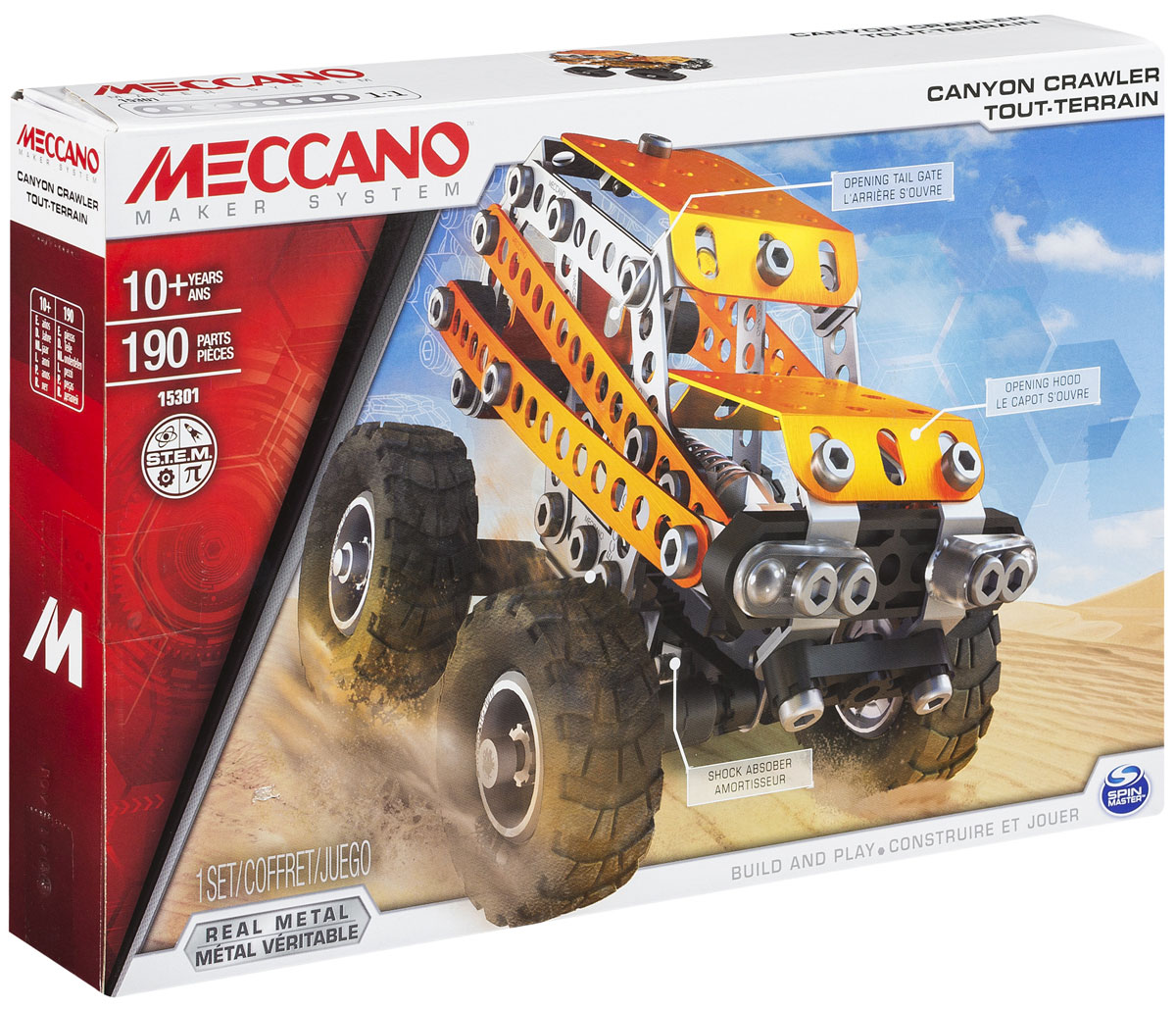 Meccano Конструктор Внедорожник 2 в 191779 Meccano Конструктор Внедорожник 2 в 191779Конструктор Meccano Внедорожник позволит вашему ребенку весело и с пользой провести время. Набор включает в себя 190 деталей из металла, пластика и резины, с помощью которых можно собрать 2 разные модели внедорожника. В набор также входят все необходимые для сборки инструменты и инструкция. Конструктор Meccano Внедорожник поможет ребенку развить мелкую моторику рук, координацию движений и усидчивость.