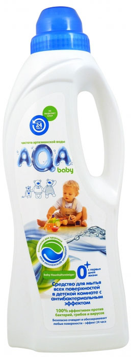 AQA baby Средство для мытья всех поверхностей в детской комнате, с антибактериальным эффектом, 1 л009511 AQA baby Средство для мытья всех поверхностей в детской комнате, с антибактериальным эффектом, 1 л009511Средство для мытья всех поверхностей в детской комнате AQA Baby с антибактериальным эффектом. Инновация в области безопасных средств для уборки в детской комнате: очищает и обеззараживает: любые поверхности в детской комнате и во всем доме, в том числе напольные покрытия, ковры, мебель, горшки и т.д.; устраняет неприятные запахи, разрушая их, а не маскируя; без хлора, красителей и оптических осветлителей; безопасно для малыша и мамы, домашних питомцев и окружающей среды: - не остается на поверхностях - на основе возобновляемого природного сырья. Эффект 24 часа: - Бактерицидный: удаляет вредные бактерии (эффективен как против грам-положительных, так и грам-отрицательных бактерий). - Антибактериальный: блокирует рост и размножение микроорганизмов (в том числе грибов) Не оказывает разрушающего влияния на обрабатываемые поверхности. Не сушит кожу рук. Подходит для различных поверхностей, в том числе: ПВХ, дерево,...
