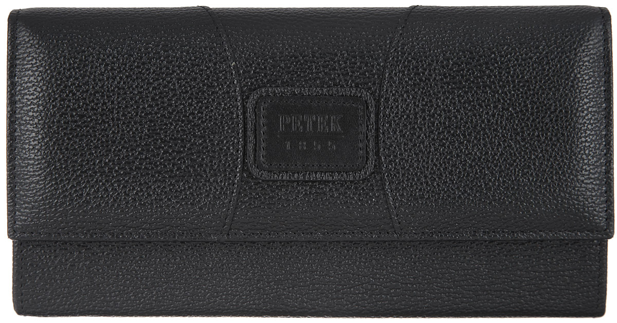 Портмоне женское Petek 1855, цвет: черный. 444.056.01444.056.01 Портмоне женское Petek 1855, цвет: черный. 444.056.01444.056.01Очаровательное женское портмоне Petek 1855 выполнено из натуральной кожи черного цвета с зернистой поверхностью. Лицевая сторона оформлена нашивкой с тисненым названием бренда. Внутри - три вместительных отделения для купюр, один отсек для мелочи, закрывающийся на застежку-молнию, два боковых и двенадцать прорезных карманов (один - с окошком из прозрачного пластика). Обратная сторона дополнена двумя карманами, один из них - на застежке-молнии. Изделие упаковано в фирменную коробку. Сдержанность и продуманный дизайн портмоне не оставят равнодушной ни одну представительницу прекрасной половины человечества.