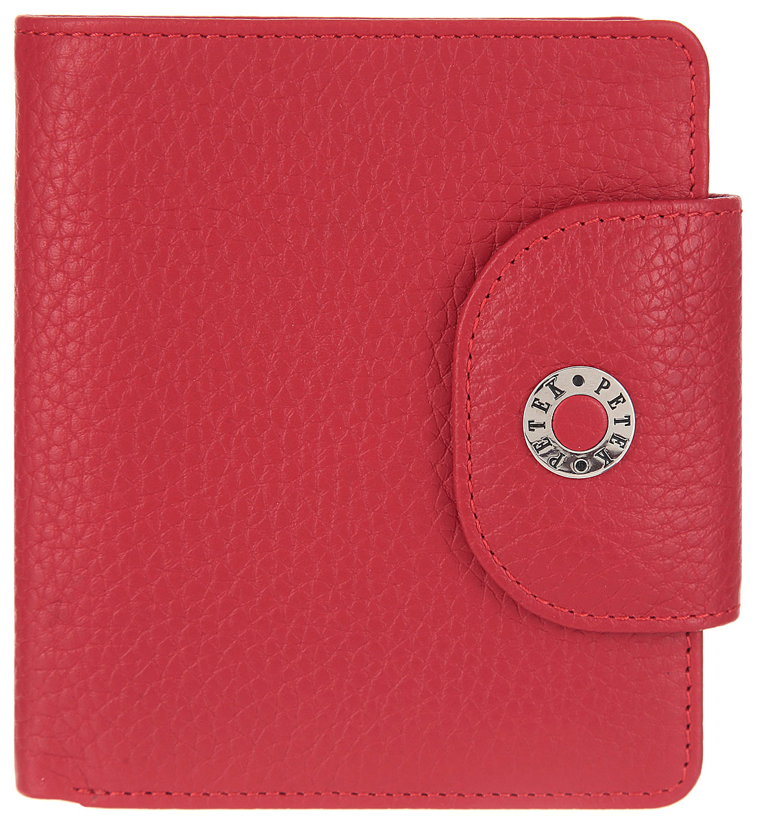 Портмоне женское Petek 1855, цвет: красный. 346.46D.10346.46D.10 Red Портмоне женское Petek 1855, цвет: красный. 346.46D.10346.46D.10 RedСтильное женское портмоне Petek выполнено из натуральной кожи с зернистой фактурой, оформлено металлической фурнитурой с символикой бренда. Изделие раскладывается пополам и закрывается на хлястик с кнопкой. Внутри размещены два отделения для купюр, четыре кармана для кредитных карт или визиток, четыре накладных кармана и отделение для мелочи на кнопке. Изделие поставляется в фирменной упаковке. Стильное портмоне Petek станет отличным подарком для человека, ценящего качественные и практичные вещи.