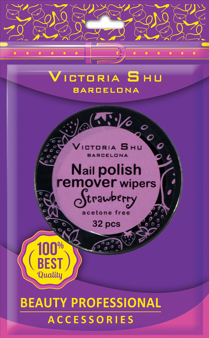 Victoria Shu Салфетки для снятия лака D414, 13 г1083V15673 Victoria Shu Салфетки для снятия лака D414, 13 г1083V15673Специальные салфетки для снятия лака пропитаны специально разработанным активным составом без ацетона. Салфетки очищают ноготь от покрытия, не повреждают его структуру, оставляя легкий аромат земляники. Натуральные компоненты, входящие в активную формулу средства, питают, увлажняют и укрепляют ногтевую пластину. В упаковке 32 салфетки.