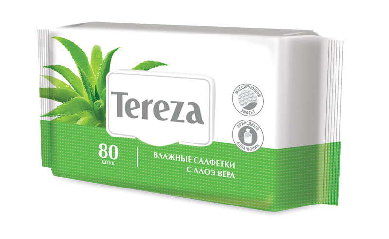 Tereza Влажные очищающие салфетки с Алоэ, 80 шт9212 Tereza Влажные очищающие салфетки с Алоэ, 80 шт9212Влажные салфетки Tereza состоят из мягкого нетканого материала высокой плотности со специальной структурой соты, что позволяет обеспечить надежное очищение и деликатный массирующий эффект. В составе салфеток содержится экстракт алоэ и природный аллантоин, увлажняющие и смягчающие кожный покров, снижающие риск возникновения раздражения. Большой размер салфетки (с ладонь человека) подходит для ухода за лежачими больными и за детьми. Количество в упаковке: 80 штук. Наиболее подходящий для дома формат.