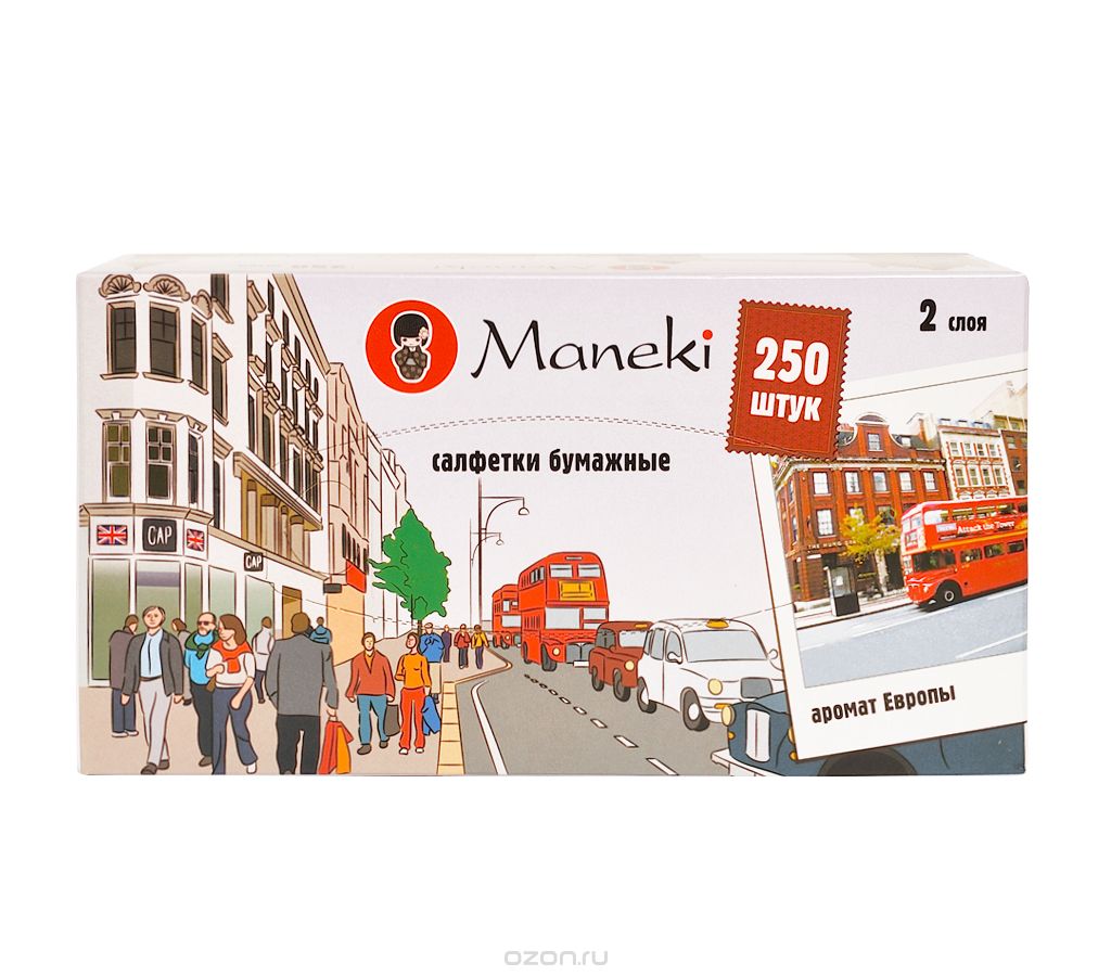 Салфетки бумажные Maneki Dream, двухслойные, 21 х 19,6 см, 250 штFT722_улица, Биг Бен Салфетки бумажные Maneki Dream, двухслойные, 21 х 19,6 см, 250 штFT722_улица, Биг БенУниверсальные двухслойные салфетки Maneki Dream выполнены из высококачественного целлюлозного сырья. Салфетки подходят для косметического, санитарно-гигиенического и хозяйственного назначения. Изделия обладают хорошими впитывающими свойствами. Салфетки имеют мягкую и нежную текстуру. При извлечении из коробки салфетки не рвутся. Размер салфеток: 21 х 19,6 см.