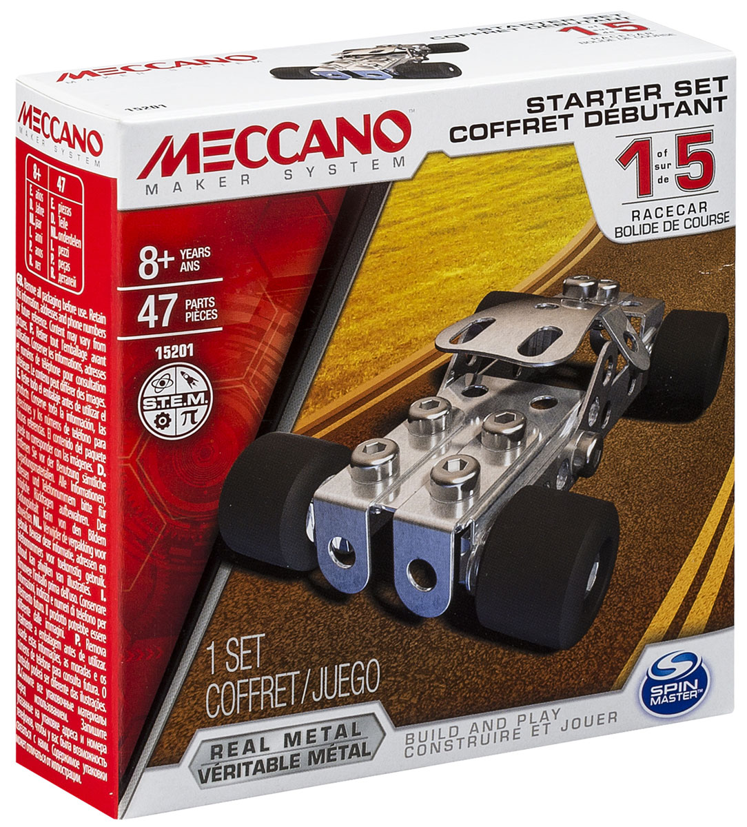 Meccano Конструктор Базовая модель 191783_20070927 Meccano Конструктор Базовая модель 191783_20070927Конструктор Meccano Базовая модель 1 позволит вашему ребенку весело и с пользой провести время. Базовые наборы созданы для ознакомления с принципами сборки конструкторов Meccano. Набор включает в себя 47 деталей из металла, пластика и резины, с помощью которых можно собрать одну из 5 базовых моделей. В набор также входят все необходимые для сборки инструменты и инструкция. Конструктор Meccano Базовая модель 1 поможет ребенку развить мелкую моторику рук, координацию движений и усидчивость.