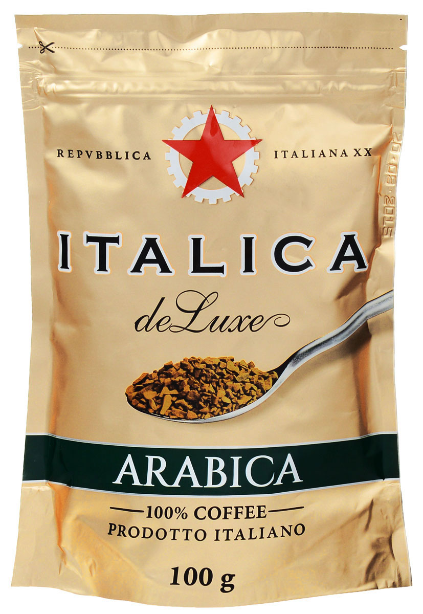 Italica de Luxe кофе растворимый, 100 г8057288870100 Italica de Luxe кофе растворимый, 100 г8057288870100Italica de Luxe создан мастерами старой школы с уважением к итальянским кофейным традициям. Богатую палитру его вкуса составляют лучшие кофейные зерна Бразилии, Кении, Центральной Америки, Мексики и Ямайки. Попробуйте традиционный кофе - шедевр итальянского кофейного искусства.