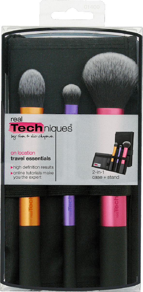 Real Techniques Travel Essentials Дорожный набор кистейRT1400 Real Techniques Travel Essentials Дорожный набор кистейRT1400Real Techniques Travel essentials набор кистей для путешествий и дома. В набор входят: -Essential Foundation Brush - кисть для основы (предназначена для нанесения жидкого основного тонального средства и консилера). Общая длина - 15,5 см, ворс - 3 см. -Domed Shadow Brush - кисть для теней (предназначена для макияжа глаз). Общая длина - 14 см, ворс - 1,5 см. -Multi Task Brush - многоцелевая кисть (румяна, бронзер, пудра). Общая длина - 17 см, ворс - 4 см. панорамный чехол.