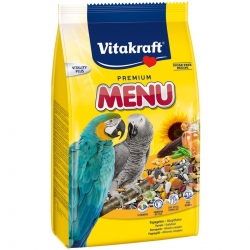 Корм для крупных попугаев Vitakraft Menu, 1 кг10601 Корм для крупных попугаев Vitakraft Menu, 1 кг10601Основной корм для крупных попугаев Vitakraft Menu, обогащен минералами и витаминами, полностью сбалансирован. Содержит зерно, обогащенное витаминами, орехи, мед, растительные жиры и минеральные добавки. Состав: зерно, злаковые, орех, минеральные добавки, сахар, мед. Содержит витамины, белок 11.6%, витамин А, жир 10.3%, витамин Д3, целлюлоза 7,8%, витамин С, зола 5,4%, витамин В2, влажность11,3%, йод. Рекомендации по кормлению: суточная норма 25-30 грамм (4 столовые ложки). Товар сертифицирован.