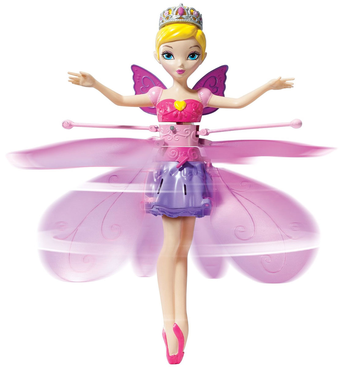 Flying Fairy Кукла Принцесса парящая в воздухе35822 Flying Fairy Кукла Принцесса парящая в воздухе35822Кукла Flying Fairy Фея приведет в восторг вашу малышку, ведь это фея, которая действительно летает! Куколка, выполненная из пластика, представляет собой милую фею, одетую в платье сиреневого и розового цветов. В комплект с куколкой входит специальная база-подставка для нее. Чтобы запустить фею, необходимо активировать платформу. Поместите куклу на платформу и нажмите стартовую кнопку - фея взлетит! Можно просто наблюдать за ее полетом или управлять им с помощью рук. Порадуйте свою малышку таким волшебным подарком! Перед полетом игрушку Flying Fairy необходимо зарядить. Минимальное время зарядки 5 минут. Полная зарядка 30 минут. Возможна зарядка от USB. Элемент питания: литий-полимерная батарея емкостью 140 мАч.