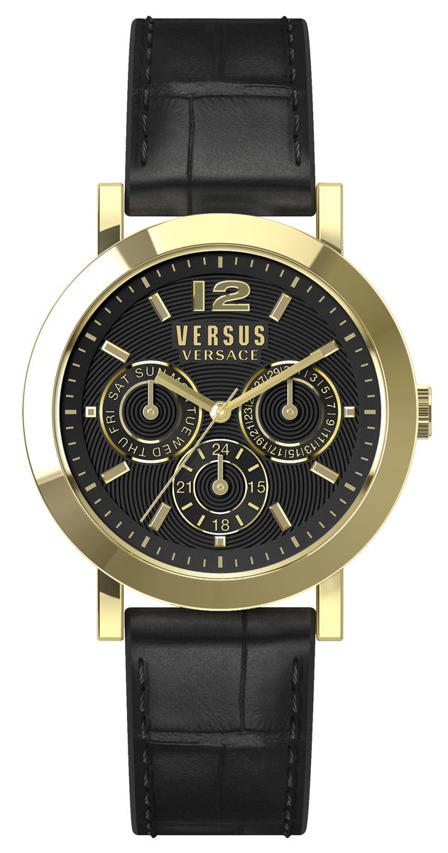 Часы женские наручные Versus Versace, цвет: черный, золотой. SOR020015SOR020015 Часы женские наручные Versus Versace, цвет: черный, золотой. SOR020015SOR020015Оригинальные женские часы Versus Versace выполнены из нержавеющей стали, натуральной кожи и минерального стекла. Изделие дополнено символикой бренда и ремешком из натуральной кожи с тиснением под рептилию. Корпус часов выполнен из нержавеющей стали, дополнен минеральным стеклом и имеет степень влагозащиты равную 3 atm. Циферблат часов дополнен индикаторами даты. Ремешок дополнен практичной пряжкой, которая позволит моментально снимать и одевать часы без лишних усилий. Часы поставляются в фирменной упаковке. Часы Versus Versace подчеркнут изящность женской руки и отменное чувство стиля у их обладательницы.