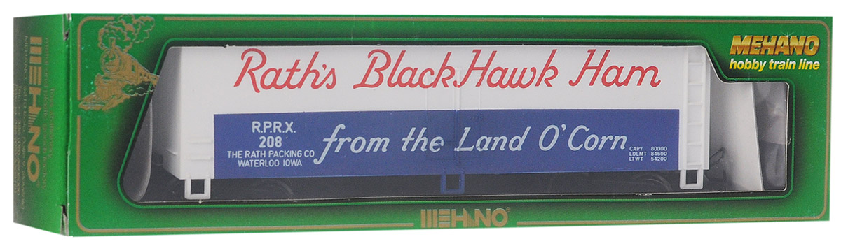 Mehano Вагон-рефрижератор Raths Black Hawk HamT071 Mehano Вагон-рефрижератор Raths Black Hawk HamT071Вагон-рефрижератор Mehano Raths Black Hawk Ham выполнен на высочайшем уровне с мелкими деталями и в точной раскраске железной дороги определенного периода времени. Корпус модели выполнен из пластика, колеса выполнены из металла. Модель высоко детализирована и окрашена в соответствии со своим реальным прототипом. Коллекционная модель станет не только интересной игрушкой для ребенка, интересующегося поездами, но и займет достойное место в любой коллекции. Модель совместима с железными дорогами Mehano. Оставаясь одной из наиболее желанных игрушек для большинства мальчишек и даже взрослых коллекционеров, железная дорога Mehano с дистанционным управлением неподвластна влиянию моды и времени. Для сторонников технологических новинок создаются модели современных скоростных составов, а ценители истории могут выбрать подходящий комплект, в точности воссоздающий легендарные локомотивы и вагоны прошлых лет. Наряду с уникальными локомотивами, железнодорожные подвижные...