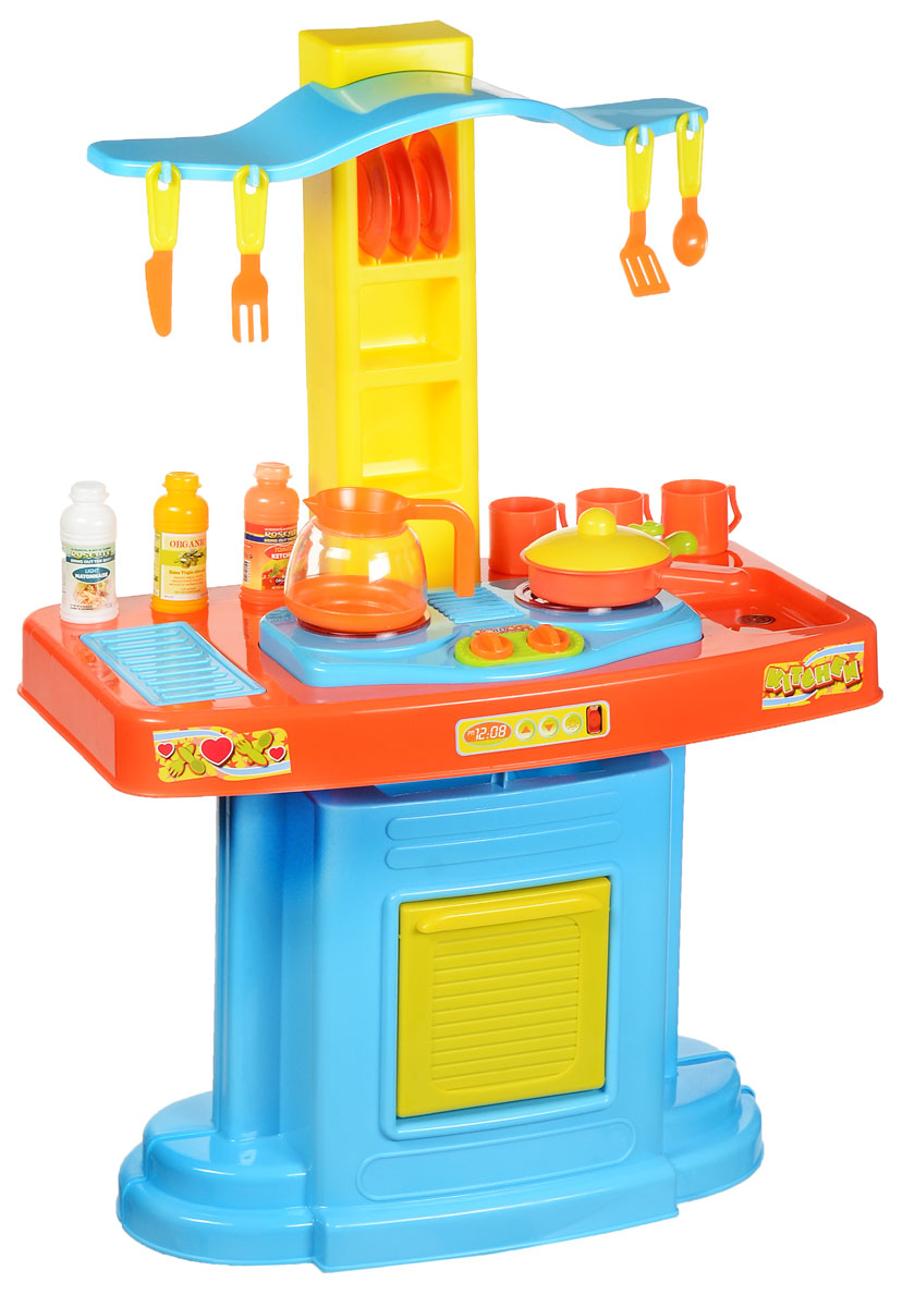 Super Leader Игровой набор Кухня цвет голубой оранжевый желтый801829_голубой, оранжевый, желтый Super Leader Игровой набор Кухня цвет голубой оранжевый желтый801829_голубой, оранжевый, желтыйИгровой набор Super Leader Кухня предназначен для детей от 3-х лет и старше. Игрушечная кухня подходит для детских сюжетно-ролевых игр. Многофункциональная кухня с варочной панелью на 2 конфорки, грилем, раковиной с краном (без воды), разделочным столиком, духовкой с открывающейся дверкой, полочками и крючками для размещения кухонной посуды, аксессуаров или продуктов. Работа кухни сопровождается световыми и звуковыми эффектами: конфорки подсвечиваются, слышны звуки приготовления еды. В набор входят элементы для сборки кухни, чашки, сковорода с крышкой, чайник, тарелки, ложка, вилка, нож, различные баночки. Играя, ребенок не только получает удовольствие, но и приобретает навыки в области социальной адаптации. Подобный набор обязательно обрадует маленькую хозяюшку и станет для нее превосходным подарком! Для работы игрушки необходимы 2 батарейки типа АА (товар комплектуется демонстрационными).