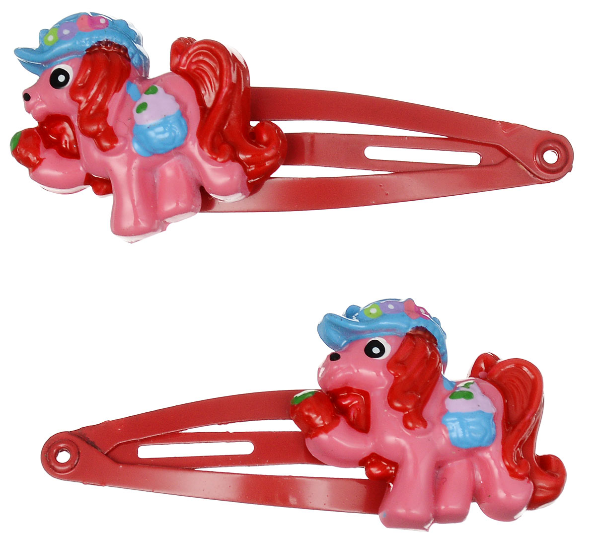 Зажим для волос Babys Joy, цвет: красный. AL 966AL 966_красный Зажим для волос Babys Joy, цвет: красный. AL 966AL 966_красныйНабор зажимов для волос Babys Joy с автоматическим зажимным механизмом изготовлен из металла и оформлен фигуркой пони, выполненной из пластика. Комплект содержит две заколочки. Зажим для волос Babys Joy надежно зафиксирует непослушные локоны и подчеркнет красоту прически вашей маленькой принцессы.