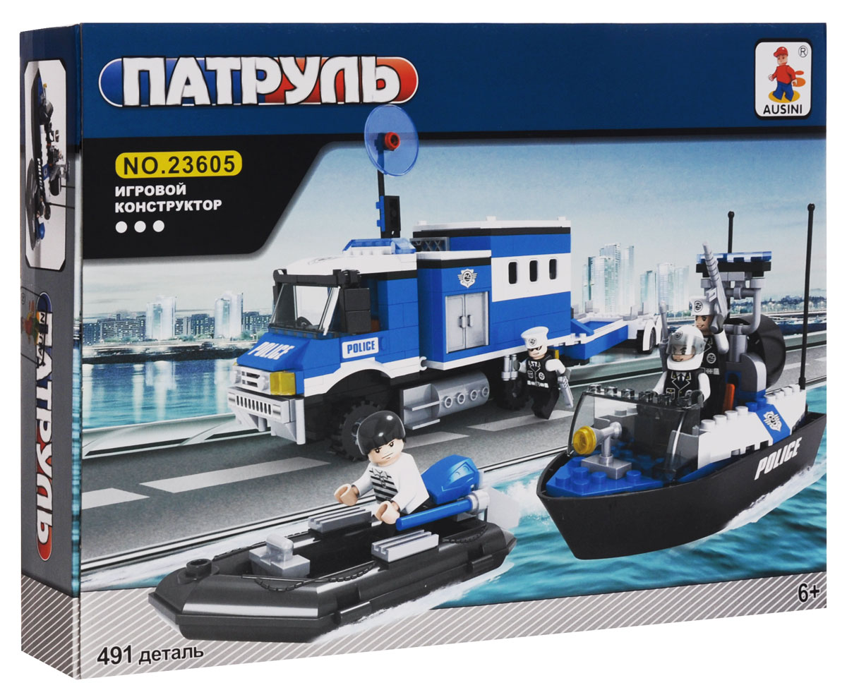 Ausini Конструктор Полиция 2360523605 Ausini Конструктор Полиция 2360523605Конструктор Ausini Полиция содержит 491 элемент для сборки трех видов полицейского транспорта. В комплект также входят две фигурки полицейских. Подробная иллюстрированная инструкция по сборке поможет вашему ребенку собрать этот великолепный конструктор. Ребенок сможет часами играть с этим конструктором, придумывая разные истории и комбинируя детали. Собирая конструктор, ребенок развивает воображение, мелкую моторику рук, пространственное и логическое мышление. Совместим с конструкторами Лего.