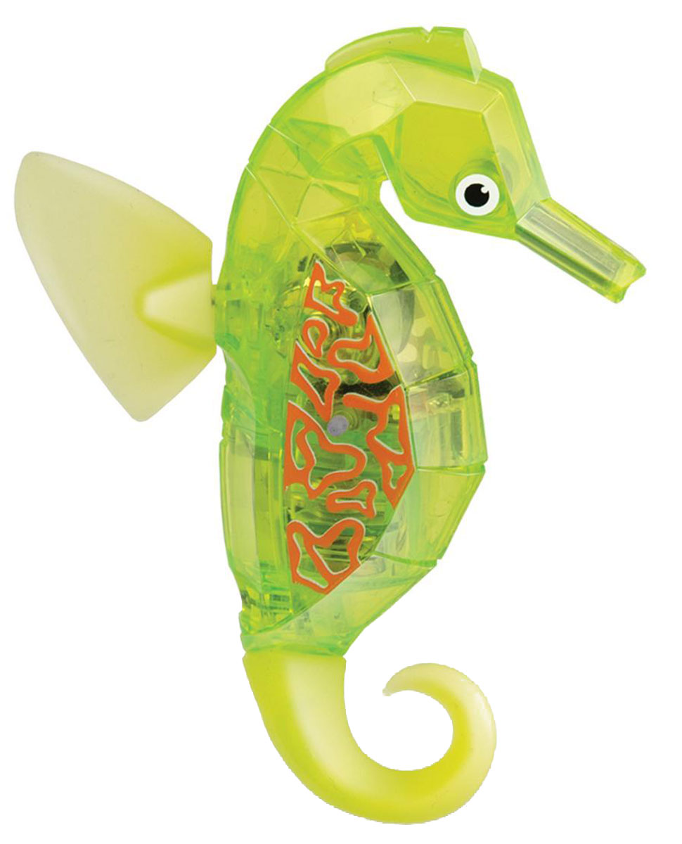 Hexbug Микро-робот Морской конек цвет салатовый460-4088_3 Hexbug Микро-робот Морской конек цвет салатовый460-4088_3Hexbug Seahorse (Морской конек) - это новинка в линейке Aquabot. Микро-робот Морской конек плавает в толще воды, время от времени погружается глубже и всплывает к поверхности, светится встроенным светодиодом. Через пять минут засыпает и уходит в сон, для продолжения игры нужно постучать по аквариуму или вынуть игрушку из воды и погрузить снова. Умная технология, воплощенная в микророботах Hexbug, позволяет без проблем содержать водных обитателей у себя дома или в офисе, украсив комнату или сделав детскую игру еще более занимательной. Подарите другу оригинального микроробота или познакомьте своего ребенка с животным миром тропических морей: морской конек понравится всем. Просто опустите своего питомца в воду, и он моментально задвигает своими плавничками, а спустя пять минут самостоятельно остановится, и оживет от стука по стенке аквариума. Забавный микроробот работает от двух батареек AG-13, которые входят в комплект.