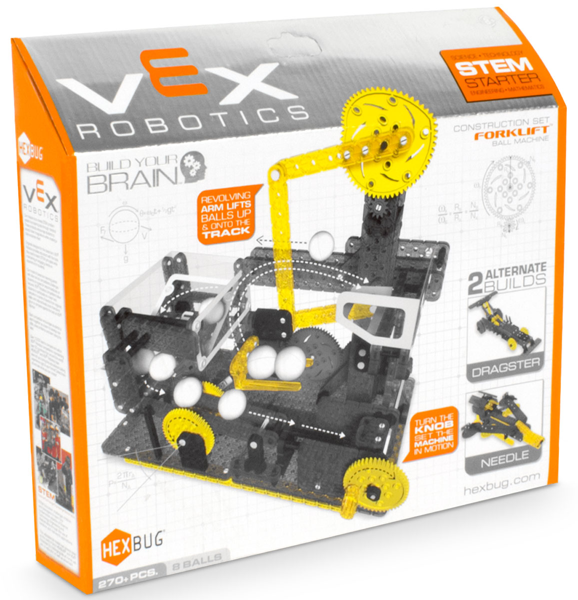 Hexbug Конструктор Vex Forklift Ball Machine406-4205 Hexbug Конструктор Vex Forklift Ball Machine406-4205Компания Innovation First, известная созданием конструкторов для соревнований VEX Competition, решила адаптировать свои идеи для каждого ребенка. Поэтому они запустили серию VEX Hexbug. Это небольшие конструкторы для создания несложных действующих механизмов. Hexbug Vex Fork Lift — один из интересных представителей этой линейки. Этот набор состоит из 270 элементов. В результате сборки, ребенок получит уникальный механизм, способный поднимать и перемещать маленькие шарики со скоростью 1 шарик в секунду. Достаточно будет только провернуть ручку. И это еще не все! Ребенок может проявить свою фантазию, и сделать несколько модификаций или, при наличии других наборов, собрать большой конвейер. При желании, можно отдельно приобрести электродвигатели, и автоматизировать весь механизм. Эти наборы будут интересны не только детям, но и их родителям. С помощью этих конструкторов, они смогут познакомить детей с миром механики в игровой форме.