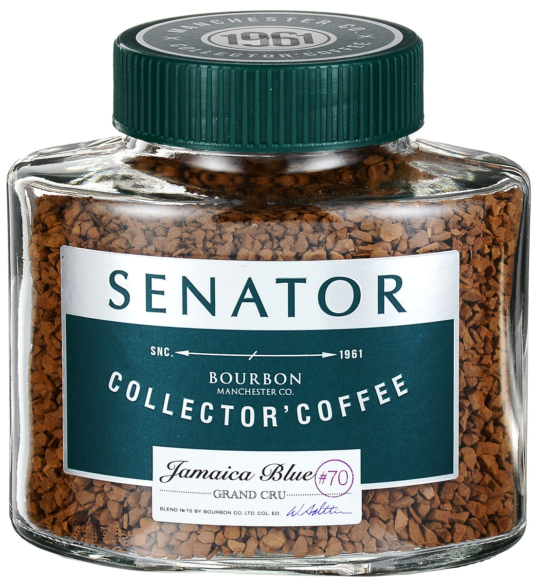 Senator Jamaica Blue кофе растворимый, 100 г4670016470577 Senator Jamaica Blue кофе растворимый, 100 г4670016470577Senator Jamaica Blue натуральный растворимый сублимированный кофе, который обладает изысканным вкусом с приятным фруктовым букетом. Для создания купажа кофе используют зерна ямайской Арабики сорта Jamaica Blue, которые произрастают на высокогорных плантациях.