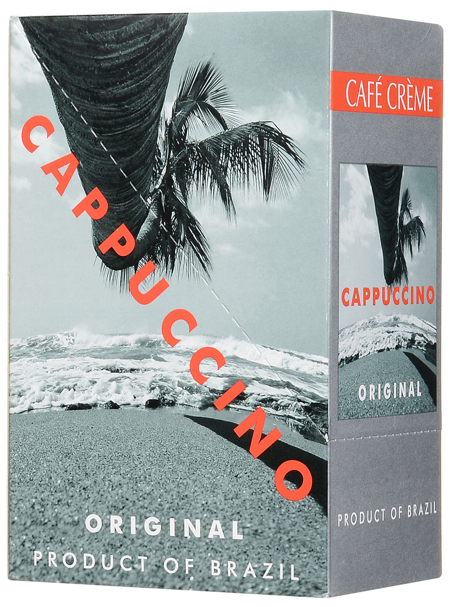Cafe Creme Original кофейный напиток в пакетиках, 10 шт4607141333132 Cafe Creme Original кофейный напиток в пакетиках, 10 шт4607141333132Cafe Creme Original изготовлен с использованием 100% натурального кофе высшего качества, выращенного в горах Эспирито-Санто на юго-востоке Бразилии. Гармоничное сочетание кофе, сахара и сливок, нежная сливочная пенка, бодрящий вкус и аромат ванили прекрасно взбодрят вас в любое время дня. Приготовлен по оригинальному бразильскому рецепту. Состав: сахар-песок, заменитель сухих сливок, натуральный кофе, ароматизатор.