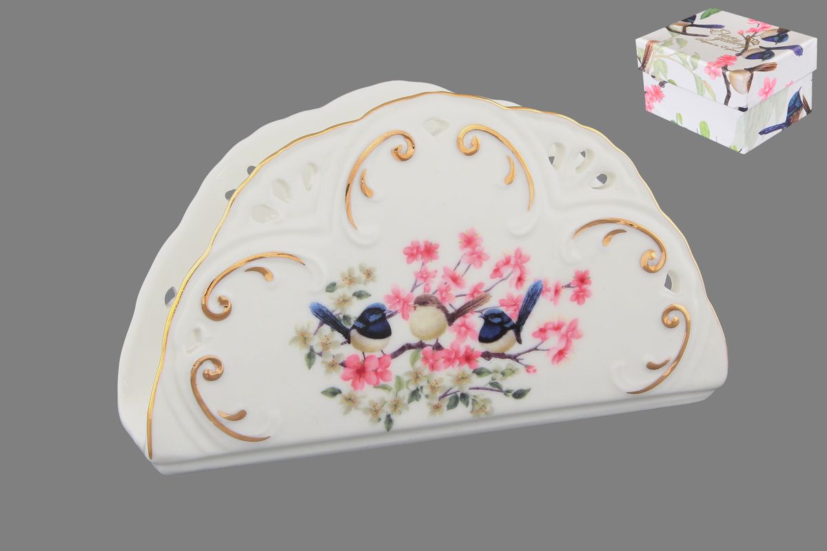 Салфетница Elan Gallery Райские птички, 14 х 4 х 8 см420029 Салфетница Elan Gallery Райские птички, 14 х 4 х 8 см420029Салфетница Elan Gallery Райские птички изготовлена из высококачественной керамики и оформлена оригинальным рисунком. Она сочетает в себе изысканный дизайн с максимальной функциональностью. Компактная и в то же время вместительная салфетница станет не только украшением любого стола, но и отличным подарком.
