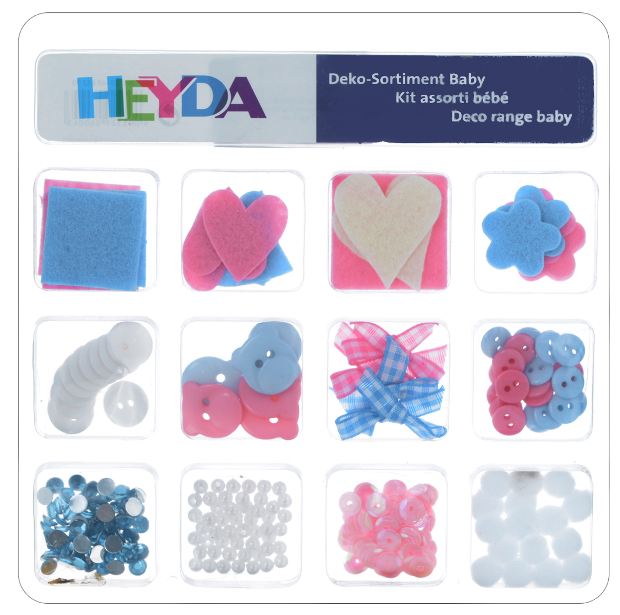 Декоративный набор для скрапбукинга Heyda Baby, 12 дизайнов204883270 Декоративный набор для скрапбукинга Heyda Baby, 12 дизайнов204883270Набор Heyda Baby позволит оригинально украсить работы в стиле скрапбукинг. Вы сможете создать красивый альбом, фоторамку или открытку ручной работы, оформить подарок или аппликацию. В наборе - различные элементы декора 12 дизайнов (ленты, бусины, пайетки, стразы, пуговицы, фигурки из фетра). Скрапбукинг - это хобби, которое способно приносить массу приятных эмоций не только человеку, который этим занимается, но и его близким, друзьям, родным. Это невероятно увлекательное занятие, которое поможет вам сохранить наиболее памятные и яркие моменты вашей жизни, а также интересно оформить интерьер дома. Средний размер декоративных фигурок: 2 см х 2,5 см. Средний диаметр декоративных пуговиц: 1 см.